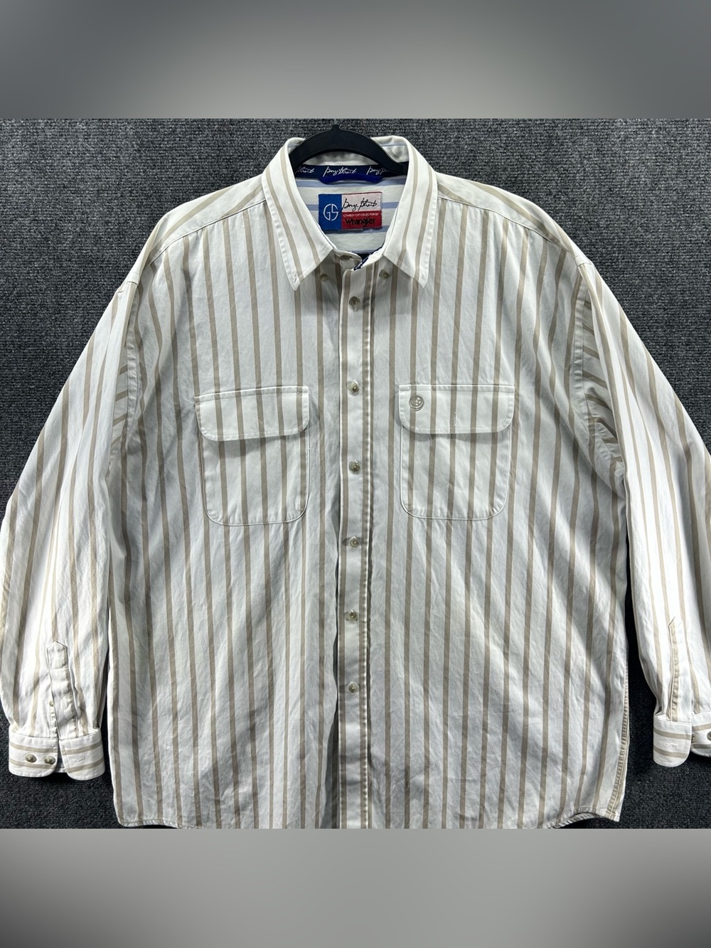 Wrangler George Strait Cowboy Cut Long Sleeve‎ Short 2XL White/Tan Rodeo Cowboy